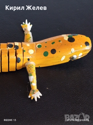 Дървен гущер саламандър сувенир за КОЛЕКЦИЯ ДЕКОРАЦИЯ 49455, снимка 5 - Други ценни предмети - 51744013