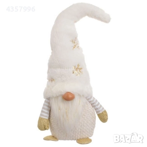 Коледна фигура - гномче с бяла кожена шапка, брада и бяло тяло, 48см, снимка 4 - Декорация за дома - 52392934