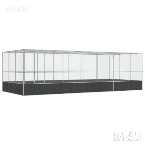 vidaXL Волиера с удължение сребриста 725x307x212 см стомана(SKU: 3214278)