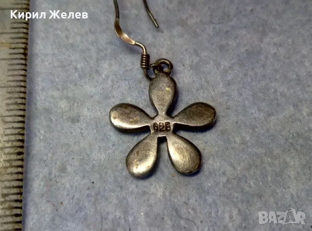 СВЕЖАРСКА ФЛОРАЛНА ЕМАЙЛИРАНА СРЕБЪРНА ОБЕЦА ЦВЕТЕ СРЕБРО 925 ПРОБА 48628, снимка 12 - Обеци - 49732827