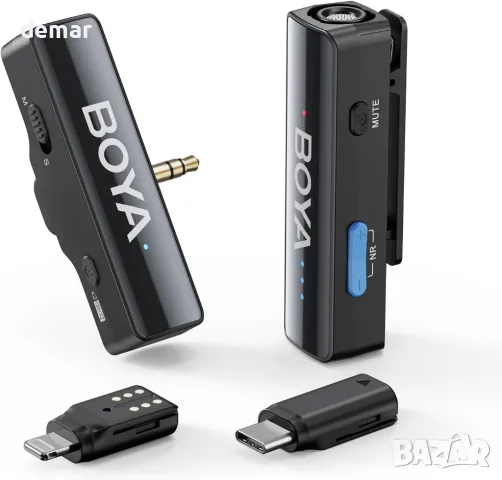 BOYA BOYALINK 2 A1 Безжичен петличен микрофон за iPhone Камера Android, 48 KHz 24 бита, 300 метра, снимка 1