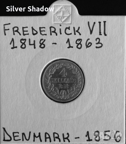 Монета Дания - 4 Шилинг 1856 г. Крал Фредерик VII - Сребро