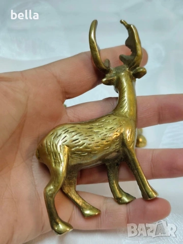 Масивни малки бронзови фигури ,елен,костенурка и охлюв., снимка 3 - Антикварни и старинни предмети - 53836070