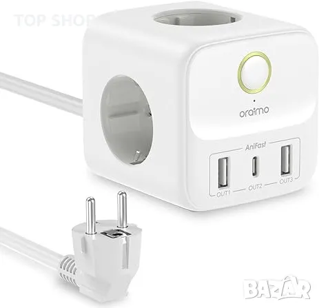 ORAIMO 6-в-1 Смарт многопортов захранващ куб/20W бързо зареждане/1,5 м кабел EU, снимка 2 - Оригинални зарядни - 49308632