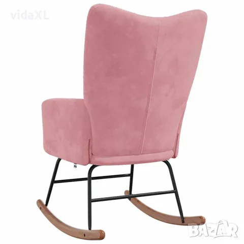 vidaXL Люлеещ стол, розов, кадифе, снимка 6 - Столове - 56146865