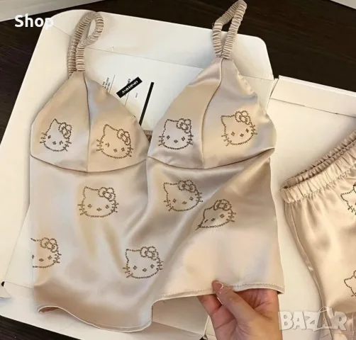 Сатенен комплект с камъни , снимка 4 - Пижами - 55971933
