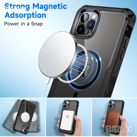 seacosmo Магнитен калъф за iPhone 11 Pro 5,8 инча, вграден 9H протектор за поверителност, черен , снимка 5 - Калъфи, кейсове - 47514458