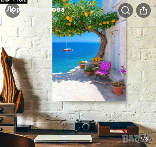 Вертикална гръцка островна лимонова картина, снимка 3 - Картини - 53100490