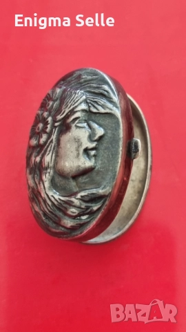 Винтидж кутия за хапчета от стерлингово сребро в стил Ар Нуво, снимка 3 - Други ценни предмети - 52534090