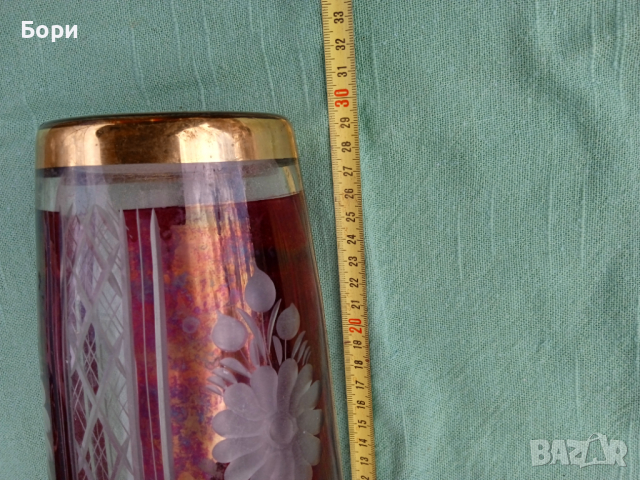 Стара стъклена ваза, снимка 8 - Вази - 36132261