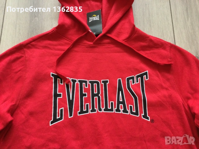 НОВ оригинален червен памучен суичър блуза EVERLAST размер L от САЩ , снимка 2 - Суичъри - 53465104
