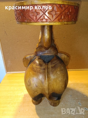 ръчно изработен дървен слон-столче, снимка 6 - Антикварни и старинни предмети - 51392517