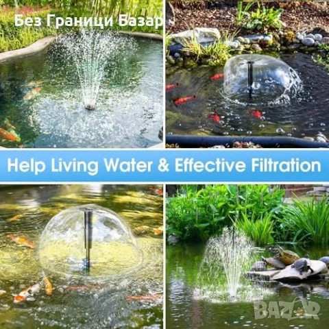 Нов Филтър за езеро с помпа 2500 L/H 40W + фонтан 3 дюзи,  градина , снимка 5 - Други - 53738418