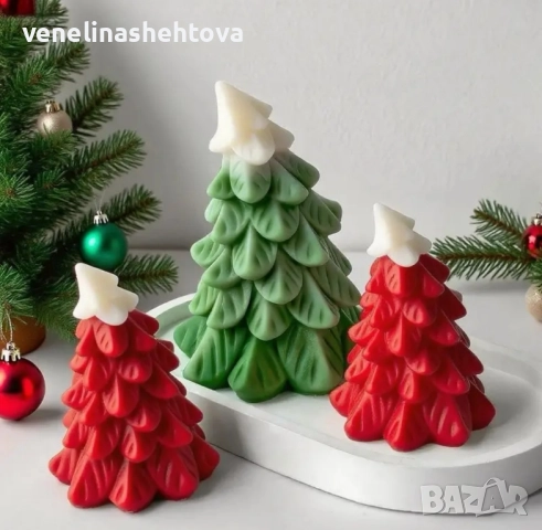 3D наклонена елха силиконов молд форма свещи гипс сапун смола фондан шоколад , снимка 2 - Форми - 52282527