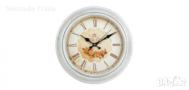 Декоративен Стенен часовник, Винтидж дизайн, Бял с цветя