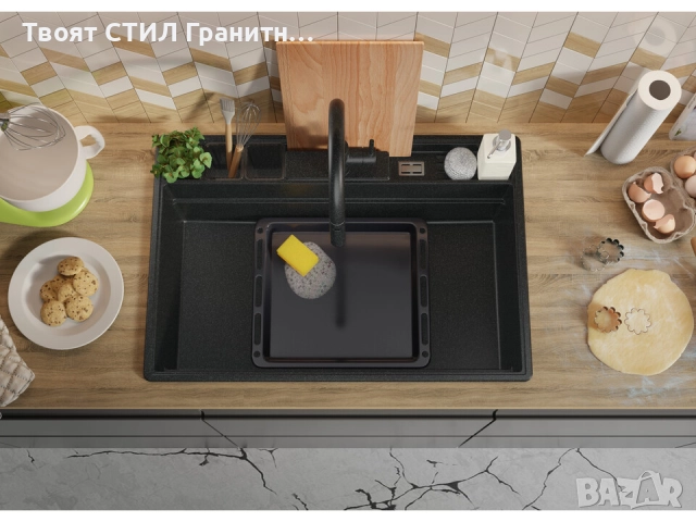 Графит кухненска гранитна мивка Ню Йорк 80 Multispace 780 x 530 мм -22% Ново, снимка 9 - Мивки - 51834713