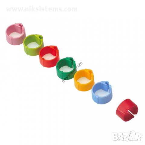 Пръстени за Птици Щракващи едноцветни 12 мм., р-ни цветове - 100 бр. - 14471, снимка 1