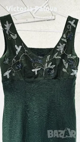 Елегантна зелена  ленена рокля JONES USA, снимка 5 - Рокли - 49873503