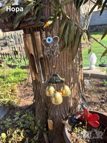 Метален вятърен звънец със слонче и окото на Назар, снимка 18 - Декорация за дома - 53663807