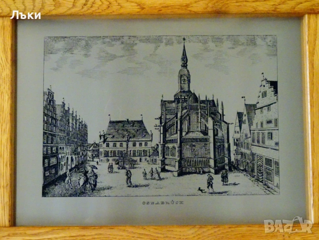 Оригинална литография Grasoli Solingen на стария Osnabrück. , снимка 2 - Антикварни и старинни предмети - 53371076