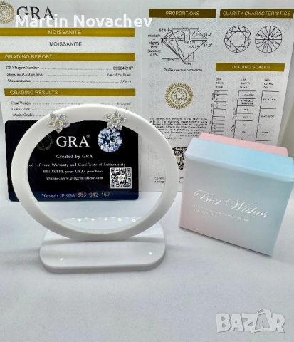 Сребърни обеци с мойсанит (Диамант) 1.2 карата, снимка 2 - Обеци - 52081954