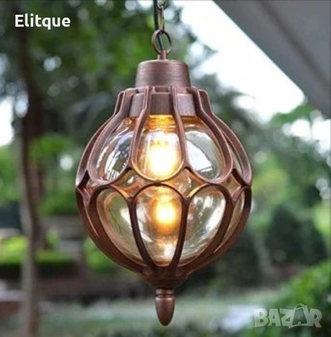 Градински Фенер Егіса  долен, горен носач, висящ с верига Е27, IP 44, снимка 3 - Други - 52853742