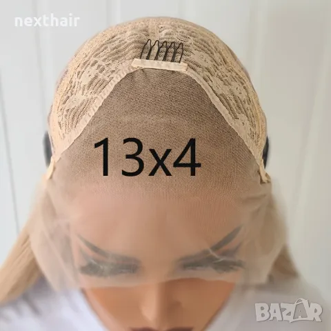 Елегантна права руса перука с дантела 13x4 лейс фронт LACE FRONT, снимка 2 - Аксесоари за коса - 49858346