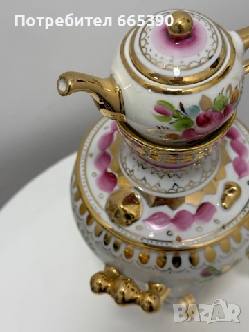 Порцеланов самовар Гжель, снимка 5 - Антикварни и старинни предмети - 52923249