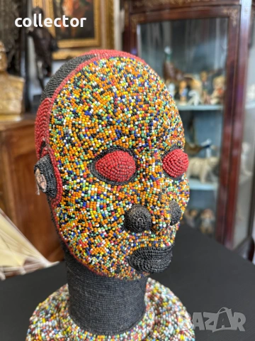 Кралска камерунска глава от теракота. №7876, снимка 3 - Антикварни и старинни предмети - 53496089