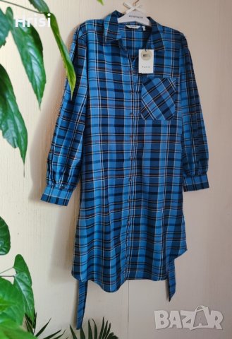 Нова карирана рокля-риза B.Young Collection, снимка 4 - Рокли - 44159816