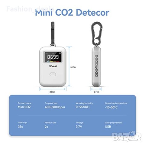 Нов монитор за качеството на въздуха CO2 въглероден оксид детектор, снимка 2 - Други стоки за дома - 40360789