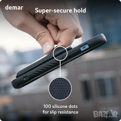 Mous MagSafe магнитен портфейл за мобилен телефон, MagSafe съвместим аксесоар – черна кожа, снимка 5 - Аксесоари за Apple - 47509961