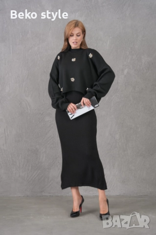 Дамски комплект 2 части Рокля+Пуловер , снимка 10 - Комплекти - 52507971