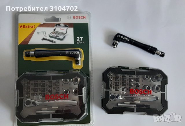 Комплект Bosch накрайници,тресчотка и допълнителна ръкохватка за битове - 27 части, снимка 1 - Други инструменти - 34196975