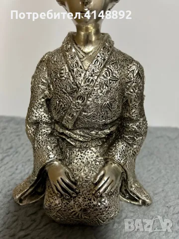 Антична японска гейша бронзова статуетка, снимка 11 - Статуетки - 48493722