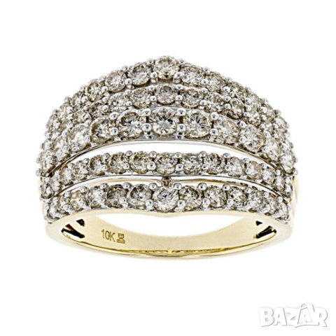Дамски пръстен бели циркони, 10К златнно покритие