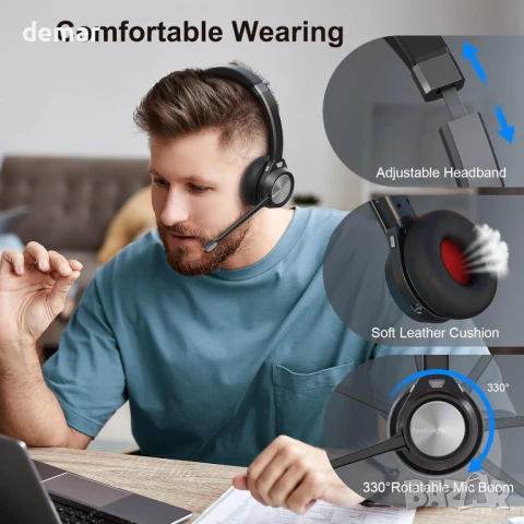 Beebang Bluetooth слушалки с микрофон, безжични с бутон за изключване, снимка 6 - Bluetooth слушалки - 51168847