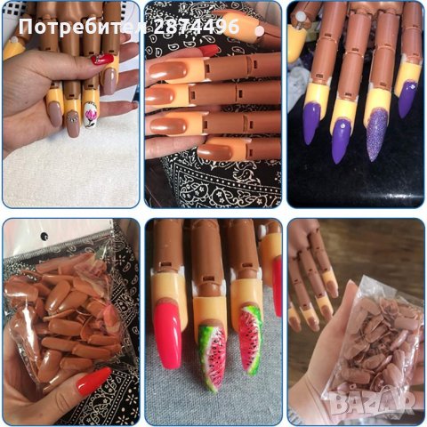 3089 Комплект тренировъчна ръка и 100 броя удължители ( нокти), снимка 8 - Продукти за маникюр - 35789896