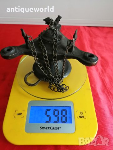 Старинна Бронзова ОСМАНСКА Маслена Лампа Тройна, снимка 8 - Антикварни и старинни предмети - 41962227