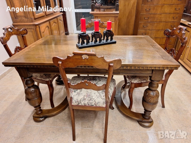 УНИКАТ! Маса за трапезария с богата дърворезба , снимка 4 - Маси - 53773191