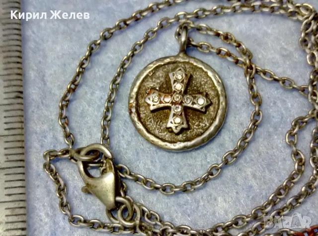 Стар ДВУСТРАНЕН РЕЛИГИОЗЕН СРЕБЪРЕН МЕДАЛЬОН КОЛИЕ СРЕБРО 925 РЪЧНА РЯДКА АРТ РАБОТА с ЦИРКОНИ 49923, снимка 12 - Антикварни и старинни предмети - 49346340