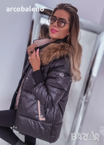 Ликвидация! Дамско зимно яке Premium с кожена яка , снимка 5 - Якета - 52085696