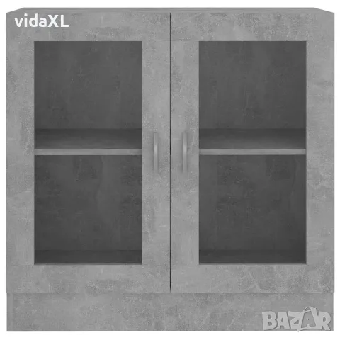 vidaXL Шкаф витрина, бетонно сив, 82,5x30,5x80 см, инженерно дърво, снимка 5 - Секции и витрини - 56147856