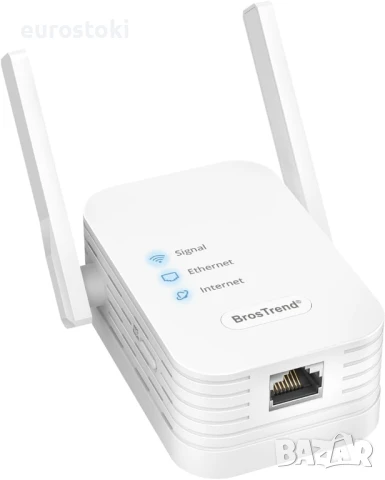 BrosTrend  N300 Универсален WiFi към Ethernet адаптер, поддръжка за изключване на WiFi разширител