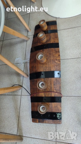 Полилеи от автентични рестарирани бъчви с ръчно изработени дървени чашки, снимка 10 - Полилеи - 48942453