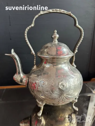 старинен чайник месинг посребрен