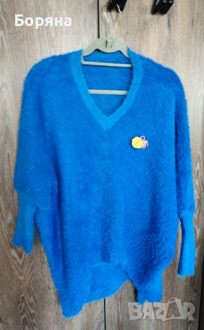 НАМАЛЕН - Нов пухкав пуловер бутик Vision с брошка, снимка 15 - Блузи с дълъг ръкав и пуловери - 38572644