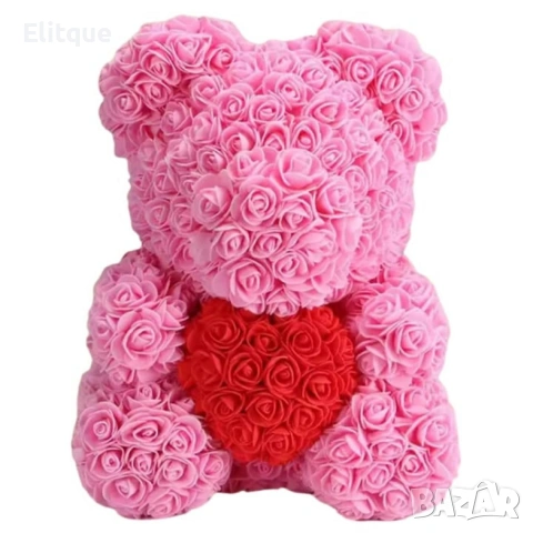 Мече от рози, 25см с подаръчна кутия в 3 цвята, снимка 3 - Подаръци за жени - 53040252