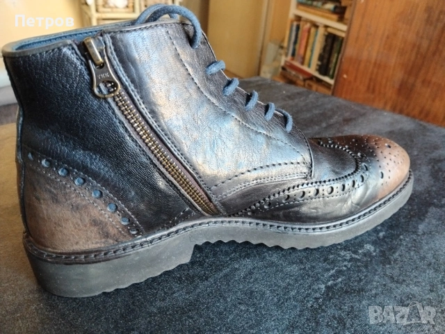 Мъжки кожени боти тип "броги" (brogue boots) 42, снимка 7 - Мъжки боти - 53160766