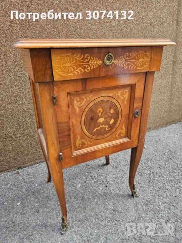 Шкафче с интарзия и обков от месинг, снимка 4 - Шкафове - 52776067